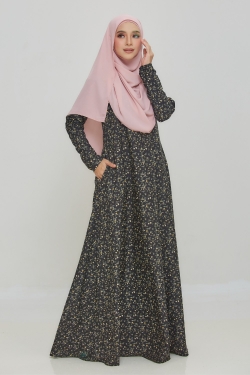 JUBAH PRINTED 38.06 - BLACK